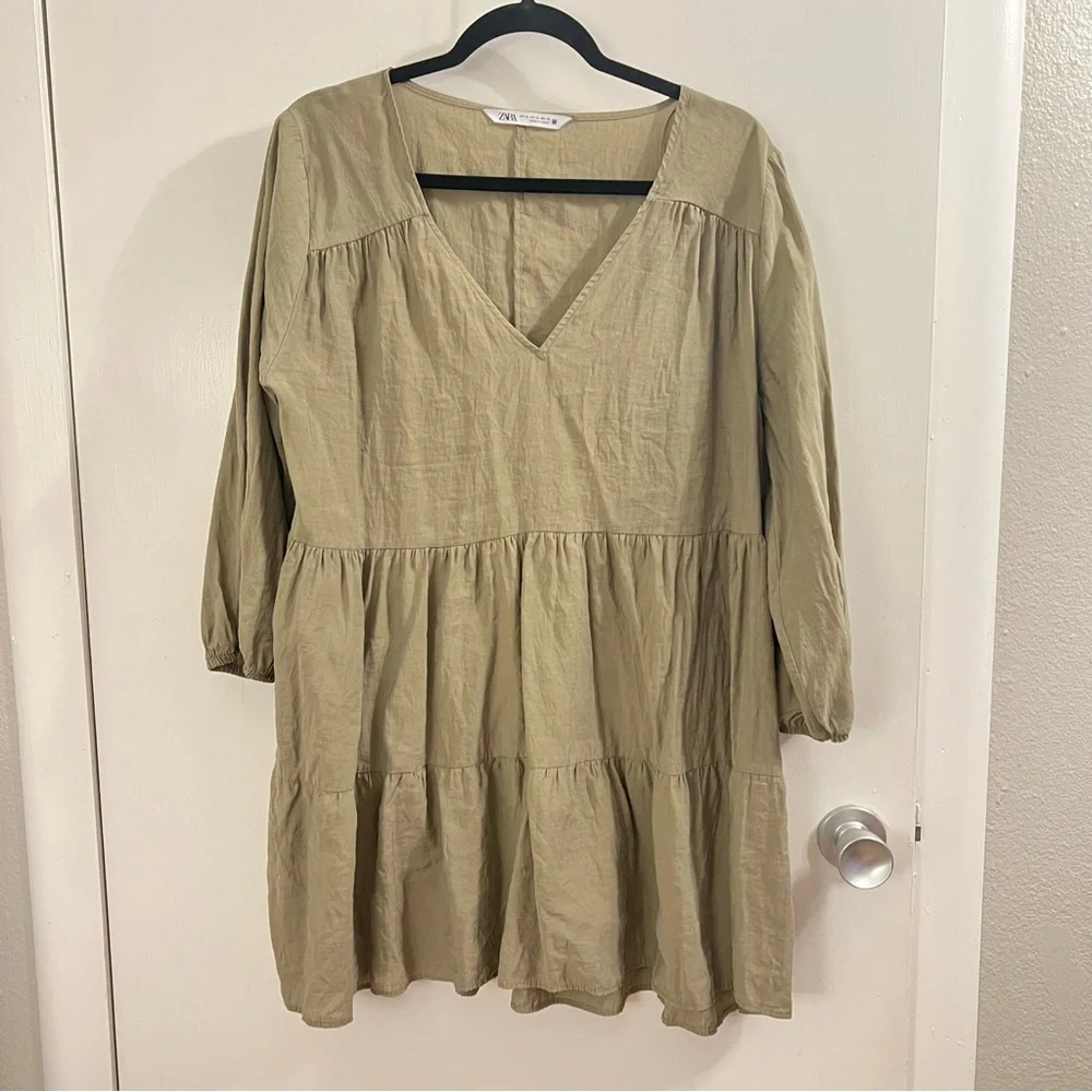 ZARA Khaki babydoll dress - Picture 1 of 3